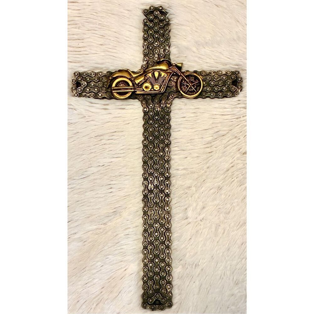 NWOT Montana West 18” Western Rustic Motorcycle Biker Chain 3-D Wall Cross - Picture 5 of 8